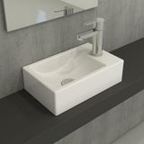 Bocchi Milano 37 cm Parlak Beyaz Dar Sağ Tezgah Üstü Asma Lavabo