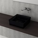 Bocchi Vessel Kare Tezgah Üstü 38 cm Parlak Siyah Lavabo