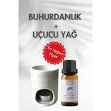 Boco Buhurdanlık + Uçucu Yağ Doğal Seramik Meditasyon Spa Tütsülük Akış - Lavanta
