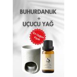 Boco Buhurdanlık + Uçucu Yağ Doğal Seramik Meditasyon Spa Tütsülük Akış - Limon