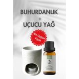 Boco Buhurdanlık + Uçucu Yağ Doğal Seramik Meditasyon Spa Tütsülük Akış - Nane