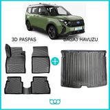 Bod Ford Courier 3D Havuzlu Paspas ve Bagaj Havuzu Seti 2024-SONRASI - Siyah