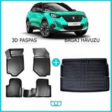 Bod Peugeot 2008 3D Havuzlu Paspas ve Bagaj Havuzu Seti 2020-SONRASI Üst Kısım - Siyah