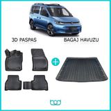 Bod Volkswagen Caddy 3D Havuzlu Paspas ve Bagaj Havuzu Seti 2021-SONRASI - Siyah