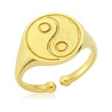 Bodhita Yin Yang Bronz Üzeri 24 Ayar Altın Mikron Kaplama Kadın Yüzük - Standart