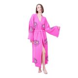 Bodho El yapımı nazar Boho festivali Kimono Boho Beachwear Beachwear örtbas etnik Kimono hırka bornoz sabah elbise, Pembe, Tek Beden