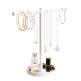 bodkar Takı Kolye Organizatör Standı,Bilezik Bilezik Tutucu Ekran için Yuvarlak Tepsi ile 13.3 "Uzun Sağlam Metal Jewlery Standı,Uzun Kolye Organizatör Tutucu