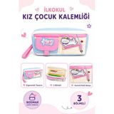 Bodmar Çanta Since 2023 Kedi Desenli Ilkokul Kız Çocuk Kalemlik Lüks Kalem Kutusu Organizer Çift Bölmeli Boncuklu Üç Bölmeli Süslü Kalem Çantası - Turkuaz Mavisi