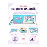 Bodmar Çanta Since 2023 Kedi Desenli İlkokul Kız Çocuk Kalemlik Lüks Kalem Kutusu Organizer Çift Bölmeli Boncuklu Üç Bölmeli Süslü Kalem Çantası