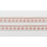 Bodrum Asel El Emeği Tığ Işi Dantel Şerit - Somon Pembe ve Beyaz Motifli (50 Cm) - YOK
