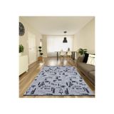 Bodrum Bdr 113 Gri Özel Latex Kaymaz Tabanlı Kilim, Gri, 80 x 200