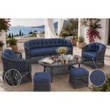Bodrum Rattan Bahçe Balkon Oturma Grubu, 5 Kişilik, Antrasit