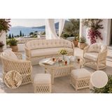 Bodrum Rattan Bahçe Balkon Oturma Grubu, 5 Kişilik, Bej