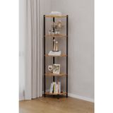 Body Gym Eris 5 Raflı Köşe Kitaplık Mutfak Rafı Dekoratif Aksesuar Rafı Çok Amaçlı Banyo Dolabı 150X40 Cm