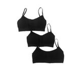 Body Kız Çocuk Spor Sütyeni, İp Askılı, Pedli, 3'lü Paket, Siyah, 80/85 Beden
