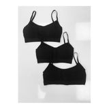 Body Kız Çocuk Spor Sütyeni, İp Askılı, Pedli, 3'lü Paket, Siyah, 80/85 Beden