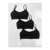 Body Kız Spor Sütyeni, İp Askılı, Pedli, 3'lü Paket, Siyah, 70/75 Beden