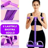 Body Trimmer Egzersiz Aleti El Ayak Egzersiz 6'lı Direnç Lastiği Karın Kası Çalıştırma Aleti 6 Tüplü Lastikli Spor Aleti 6 Lastikli Mor