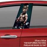 Bodyci Vücud Geliştirme Çocuk Oto Sticker - Yeni Nesil Hd Baskı Kalitesi Araba Kapı Direkleri Kaplama Folyosu - Tuning Modifiye Aksesuar