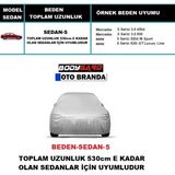 Bodygard Oto Branda Araca Özel Bedenli Sedan Araba Brandası,su Geçirmez Branda - SEDAN-5 Toplam Uzunluk 530cm