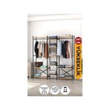 Bofigo 10 Raflı Metal Gardırop Metal Portmanto Açık Gardırop Elbise Dolabı Vestiyer Openix Çam - Atlantik Çam