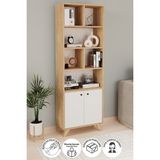 Bofigo 2 Kapaklı 8 Bölmeli Kitaplık Modern Tasarım Beyaz Safir Meşe 30 cm Derinlik
