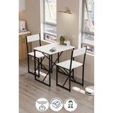 Bofigo 2li Mutfak Seti Mutfak Masa ve Sandalye Seti Balkon Masası Cafe Seti Maysa Beyaz