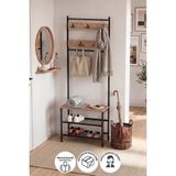 Bofigo 3 Raflı Metal Ayakakbılık Portmanto Vestiyer Ayakkabılık Rafı Elbise Askılığı Samanyolu Çam