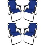 Bofigo 4 Adet Kamp Sandalyesi Katlanır Sandalye Piknik Sandalyesi Plaj Sandalyesi - Mavi - Polyester