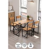 Bofigo 4lü Mutfak Seti Mutfak Masa Ve Sandalye Seti Balkon Masası Cafe Seti Bulut Çam Kahverengi