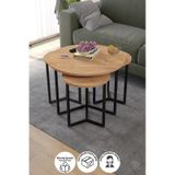 Bofigo 4lü Orta Sehpa Yan Sehpa Dekoratif Sehpa Metal Sehpa Yonca Çam Çam