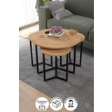 Bofigo 4lü Orta Sehpa Yan Sehpa Dekoratif Sehpa Metal Sehpa Yonca Çam