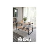 Bofigo 50X90 Metal Orta Sehpa Dikdörtgen Orta Sehpa Raflı Kahve Sehpası Çam - Renkli