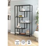 Bofigo 6 Raflı Kitaplık Dekoratif Kitaplık Metal Kitaplık Ofis Kitaplığı Larissa Antrasit