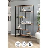 Bofigo 6 Raflı Kitaplık Dekoratif Kitaplık Metal Kitaplık Ofis Kitaplığı Larissa Çam Çam
