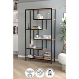 Bofigo 6 Raflı Kitaplık Dekoratif Kitaplık Metal Kitaplık Ofis Kitaplığı Larissa Çam