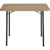 Bofigo Çam Desenli Katlanır Masa Ahşap Metal 60 x 80 cm Balkon Bahçe Piknik Masası