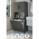 Bofigo Çok Amaçlı Dolap Banyo Dolabı Kirli Çamaşır Sepeti Dolabı Damla Antrasit