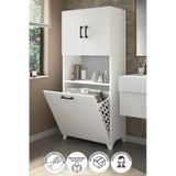 Bofigo Çok Amaçlı Dolap Banyo Dolabı Kirli Çamaşır Sepeti Dolabı Damla Beyaz Beyaz