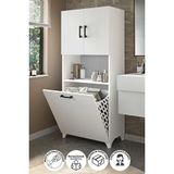 Bofigo Damla Beyaz Çamaşır Sepetli Çok Amaçlı Banyo Dolabı