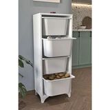 Bofigo Dora Çok Amaçlı Dolap Beyaz Suntalam 4 Sepetli 116 cm Yükseklik 45 cm Genişlik Modern Tasarım