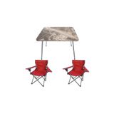 Bofigo Katlanır Mermer 60x80 cm Masa + Katlanır Kırmızı 2 Adet Sandalye Kamp Seti