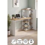 Bofigo Kitaplıklı Çalışma Masası Ders Çalışma Masası Dolaplı Çalışma Masası Bilgisayar Masası Ersoy Safir Meşe Beyaz - 152x40 - Safir Meşe - Beyaz