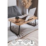 Bofigo Portatif Katlanır Laptop Sehpası Tablet Telefon Tutuculu Laptop Sehpası Çam - 59x39x26 - Atlantik Çam