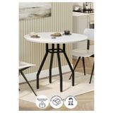 Bofigo Yuvarlak Yemek Masası 80 cm Mutfak Masası Balkon Masası Roma Beyaz