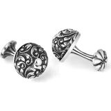 Boga Engraved Floral Sphere Fx Gümüş Kol Düğmesi - Standart