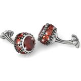 Boga Flt Sphere Zircon Bordo Gümüş Kol Düğmesi - Standart