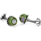 Boga Glass Beads Floral Fx Gümüş Kol Düğmesi - Standart