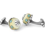 Boga Glass Beads Gümüş Kol Düğmesi - Ekru - Standart