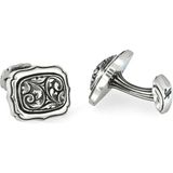 Boga Rectangle Radius Engraved Gümüş Kol Düğmesi - Standart